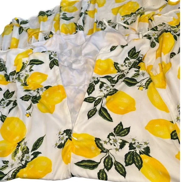 Lulus - Afternoon Air Yellow Lemon Print High-Low Midi Dress - Size M - Picture 4 of 13